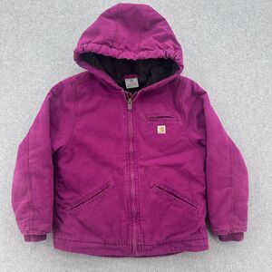 Carhartt Workwear Winter Jacket Youth Purple Sherpa Lined Jacket Size S 7-8
